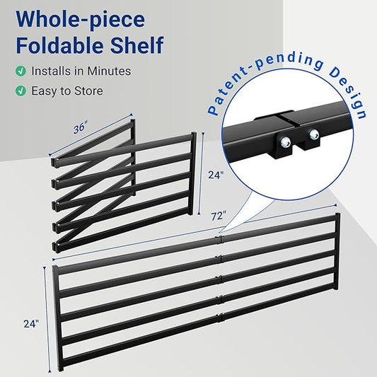 FLEXIMOUNTS 2-Pack 2x6ft Heavy Duty Garage Wall Shelving, 1200lbs Capacity, Garage Shelving Wall Mounted with 8 Hooks, Storage for Power Tools, Garden Supplies, Storage Bins, Lite Series