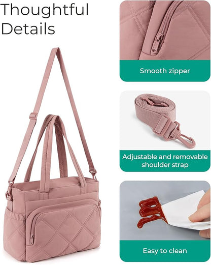 BAGSMART Lunch Bag Women Large Lunch Box Insulated Tote Bag with Multi-Pockets Quilted Puffy Tote for Work, Outdoors