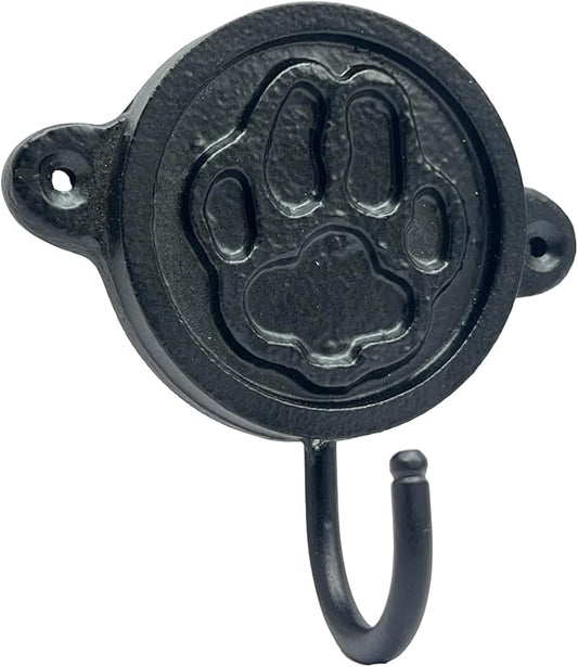 Aluminium Paw Print (1-Pack) Single Wall Hooks, Black Dog Themed Hooks for Hanging Leash, Dog Harness, Wall Mount Hanger, Organization Decorative Wall Hook