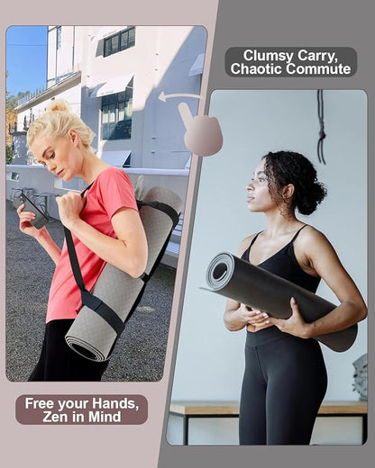 Yoga Mat Carrier, Premium Yoga Strap for Carrying Yoga Mats with Adjustable Hook and Loop Strap, Suitable for Carrying Most Sizes of Yoga Mats, Free Your Hands, Soft and Durable
