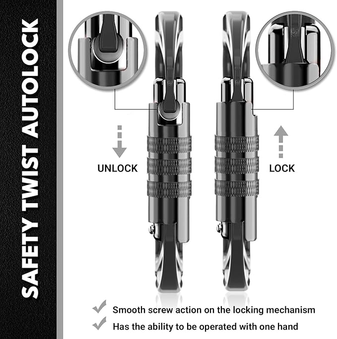 12kN (2697 lbs) Heavy Duty Carabiner Clips, for Securing Pets, Outdoor, Camping, Hiking, Hammock, Dog Leash Harness, Keychains