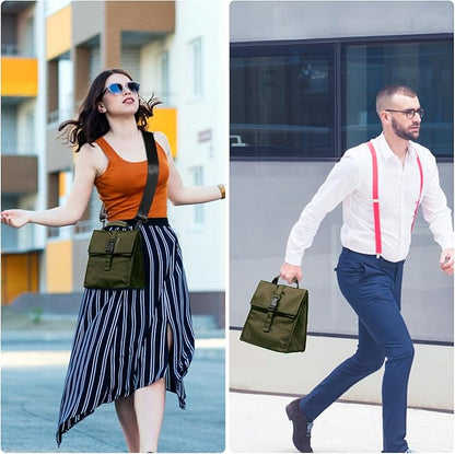 Insulated Foldable Lunch Bag- Lightweight Portable with Adjustable Shoulder Strap Lunch Box for Men, Women, Office, Work, Picnic, Hiking and Beach (Army Green(Soft Fabric))