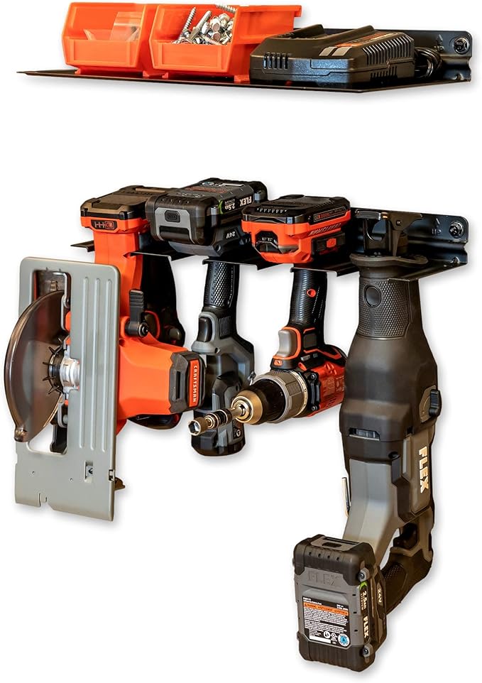 StoreYourBoard Power Tool Organizer Kit, Holds Drills and Power Tools, Shelf, Wall Mount Garage Storage Rack