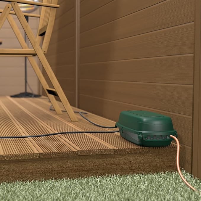 D-Line Weatherproof Electrical Box, Outdoor Extension Socket Box, IP54, 2X Entry and Exit Sections for Ease of Use - Green