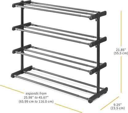 Whitmor Adjustable Shoe Rack, 4 Tier Shoe Organizer, Shoe Storage Shelf for 24 Pairs of Shoes, Easy to Assemble, Entryway