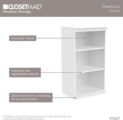 ClosetMaid Modular Storage Shelf Unit with 3 Shelves, White