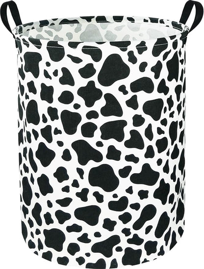 Cow Laundry Basket,Collapsible Nursery Hamper,Waterproof Storage Bin with Handles for Bedroom,Room Decor,Gift Basket(Cow Stria)