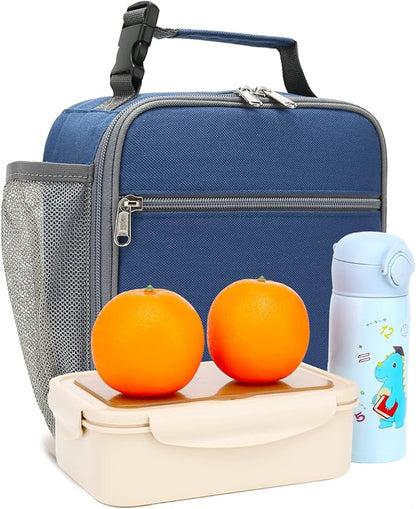FlowFly Kids Lunch box Insulated Soft Bag Mini Cooler Back to School Thermal Meal Tote Kit for Girls, Boys, Cyan