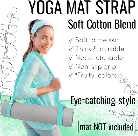 TECEUM Yoga Mat Strap – 30+ Colors – Adjustable Mat Holder Sling Carrier for All Mats [Mat Not Included]