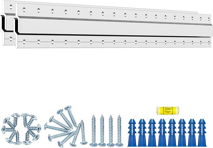 Z-Hanger Picture Hanging Kit 18 Inch - 2 Pairs - Z Bar Clips for Mirror Wall Frame Mounting Hardware,French Cleat Hangers 90 Lbs,Z Bracket Alloy Picture Hangers Kit for Headboard Cabinet,Art