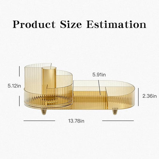 Rotating Makeup Organizer Desktop Cosmetic Storage Box 360° Rotation Beauty Organizer Rack Transparent Gold