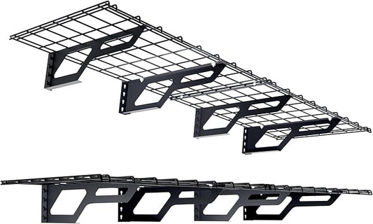 The Atlas 2-Pack 2x6 ft Garage Wall Shelves, 800lbs Heavy Duty Garage Shelving Wall Mounted, 24"x72" Metal Floating Shelf Storage Rack, Hammertone