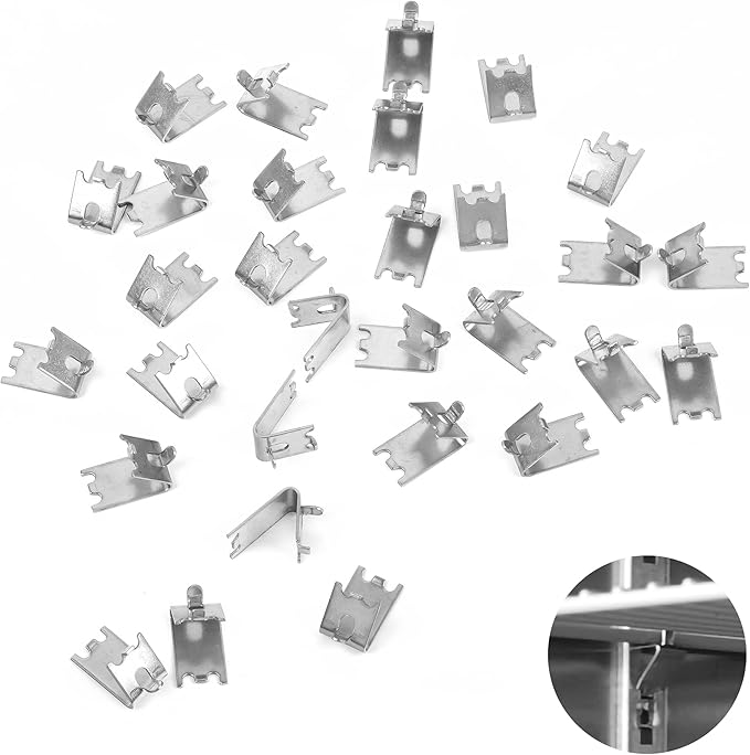IMPRESA 30 Pack Commercial Freezer Shelf Clips - Compatible with True & Other Commercial Refrigerators - Model 7122 Stainless Steel - Freezer & Refrigerator Shelf Clip Support