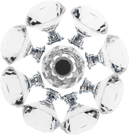 YourGift 25 Pack Drawer Knobs Diamond Shaped Crystal Glass 30mm Cabinet Knobs Pull Handles (30 mm, 25 Pack, Silver)