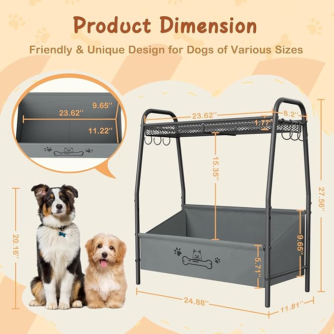 Large Dog Toy Basket (23.6"x11.2"x9.7"), Dogs Toy Bin with Storage Organizer, Trapezoid Toy Box for Dog Stuff Accessories, Pet Toy Storage Holder Chest for Cat Dogs Essential Supplies