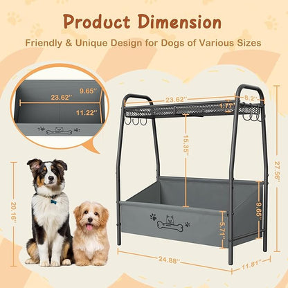 Large Dog Toy Basket (23.6"x11.2"x9.7"), Dogs Toy Bin with Storage Organizer, Trapezoid Toy Box for Dog Stuff Accessories, Pet Toy Storage Holder Chest for Cat Dogs Essential Supplies