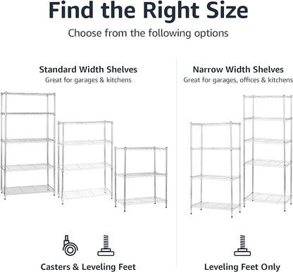 Amazon Basics 4-Shelf Adjustable Heavy Duty Steel Wire Rack Storage Shelving Unit for Kitchen, Garage, Easy Assembly, 350 lbs Per Shelf, 36" x 14" x 54", Chrome Silver