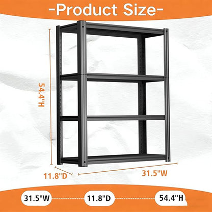 Metal Garage Shelving Unit,Heavy Duty 4-Tier Adjustable Storage Shelves,3000 lbs Capacity,Industrial Shelves for Heavy Tools and Equipment,for Garage,Basement