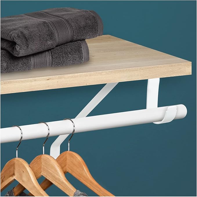 Nuk3y Heavy Duty Adjustable Shelf Rod Support Bracket (White)