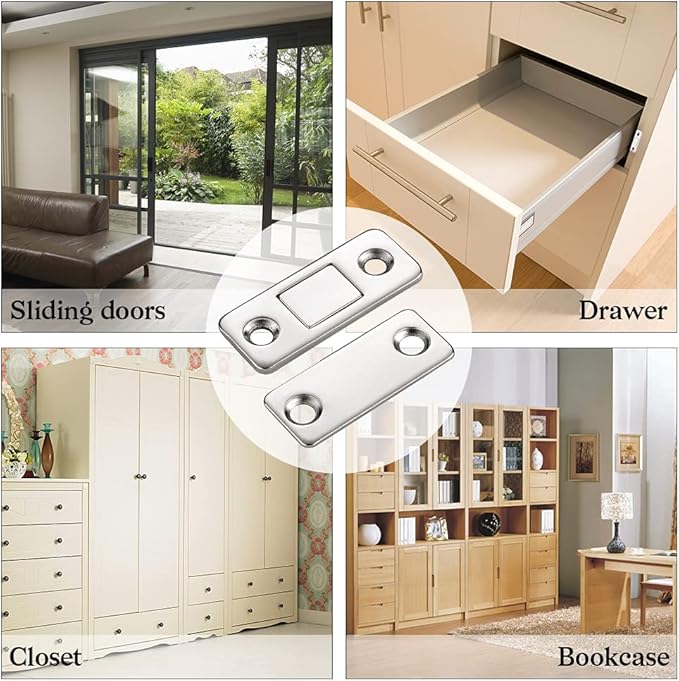 Cabinet Magnetic Catch Jiayi 14 Pack Ultra Thin Cabinet Door Magnets Stick on Drawer Magnets Cabinet Latch Magnetic Closures for Cabinets Kitchen Closet Door Closing Magnetic Door Catch Closer
