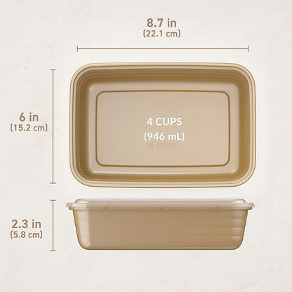 Bentgo Prep - 20-Piece 1-Compartment Reusable Meal Prep Containers with Lids, PFAS & BPA Free Materials, Durable, Microwave, Freezer, & Dishwasher Safe To Go Food Storage (Gold)
