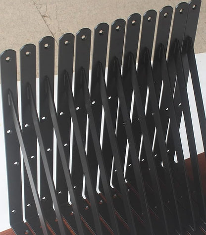 6 Pack L18 x H 12" Black Heavy Duty Shelf Brackets with Screws Metal Shelf Brackets Shelf Support Angle Brackets for Shelves L Brackets Heavy Duty Floating Shelf