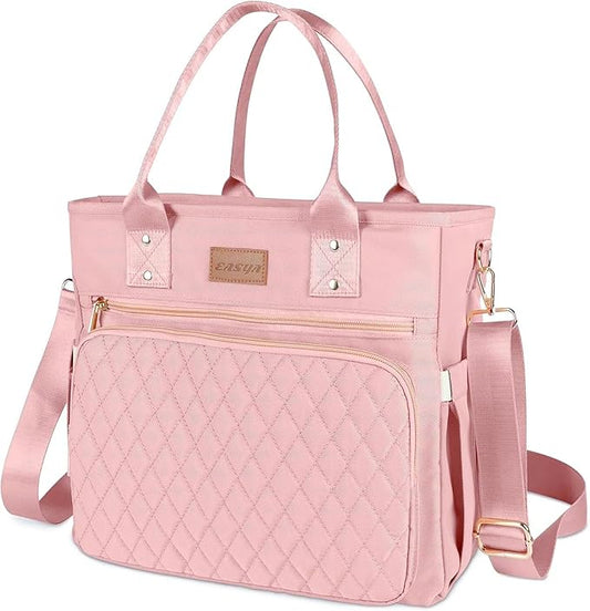 EASYA Large Women Lunch Bags for Work Insulated/Insulated Adult Lunch Box for Womens/Nylon Thermal Lunch Bag for Women/Cooler Lunch Tote Bag (Newly upgraded shimmering blush pink)