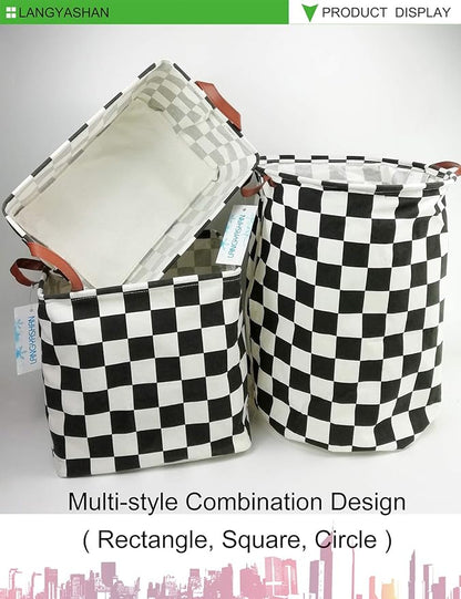 LANGYASHAN Laundry Basket Canvas Fabric Collapsible Organizer Basket for Storage Bin Toy Bins Gift Baskets Bedroom Clothes Children Nursery Hamper (Racing flag)