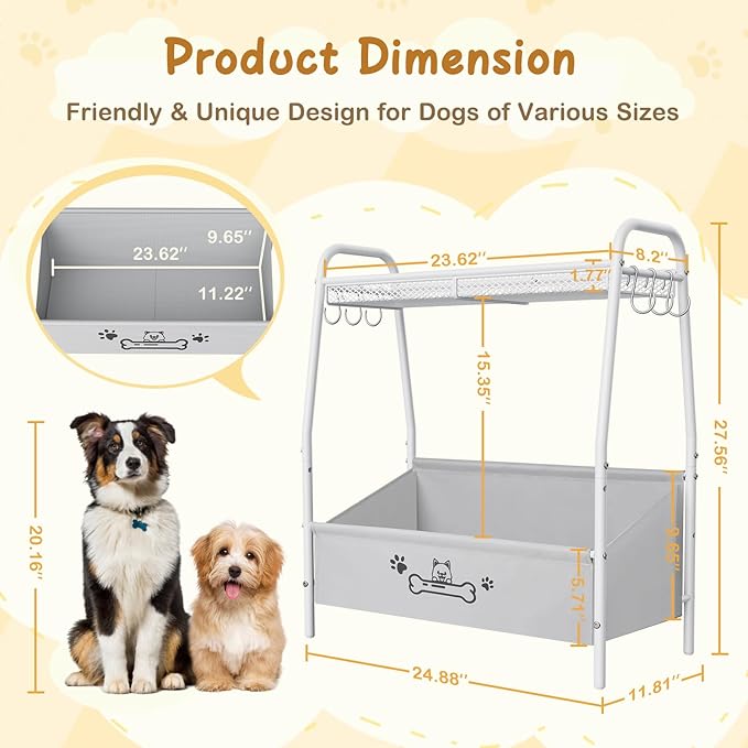 Large Dog Toy Basket (23.6"x11.2"x9.7"), Dogs Toy Bin with Storage Organizer, Trapezoid Toy Box for Dog Stuff Accessories, Pet Toy Storage Holder Chest for Cat Dogs Essential Supplies