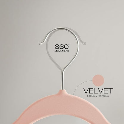 Utopia Home Velvet Hangers 50 Pack – Luxury Non-Slip Slim Pant & Coat Hangers, Strong Space-Saving Clothes Hangers with Pants Bar and 360° Swivel Hook – Pink
