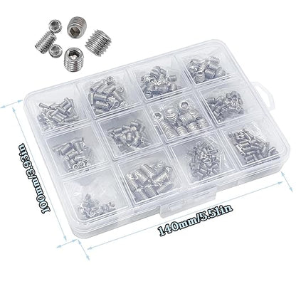 500pcs Set Screws, Grub Screw Set, Set Screws Assortment Kit M3 M4 M5 M6 M8 for Home Repair, Repair Furniture, Electronic Product, Install Door Lock, DIY, Bathroom Fixtures (Stainless Steel 12 Sizes)