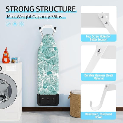 JUYSON Ironing Board Holder Wall Mount for T&Y Leg Ironing Board Hanger, Small Wall Mounted Ironing Board, Iron Holder Wall Mounted for Laundry Room
