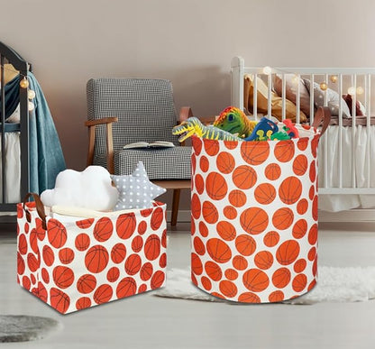 Kids Laundry Hamper,Baseball laundry Basket,Baby Boy Nursery Hamper,Waterproof Storage Bin for Bedroom,Clothes Organizer Basket,Toys Box,Room Decor(Basketball)