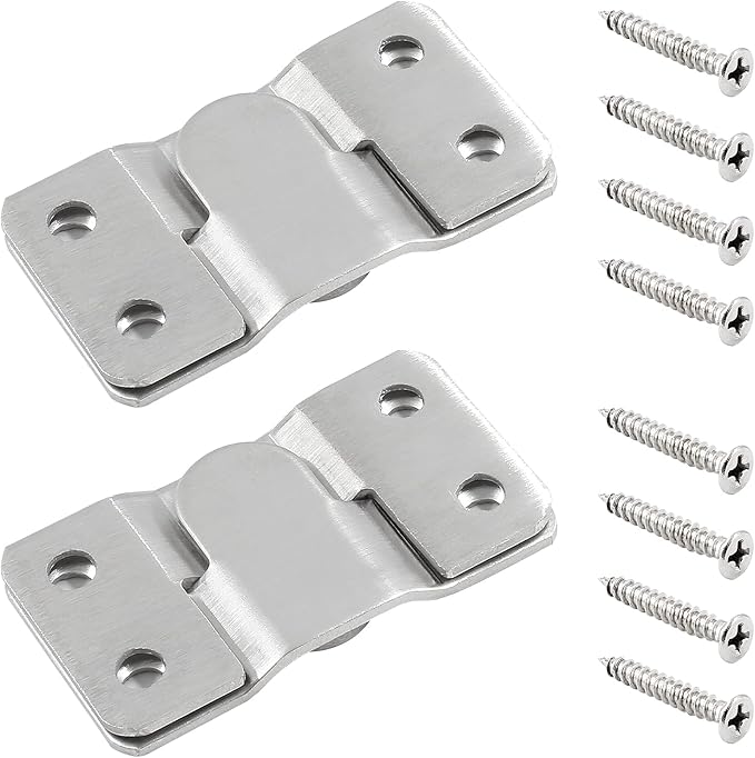 10 Sets Flush Mount Bracket with Screws, Heavy Duty Picture Hangers, Stainless Steel Z Clip Bracket Picture Wall Mount Hardware for Wall Hanging Large Pictures, Art Paintings, 2.13" x 1.18"