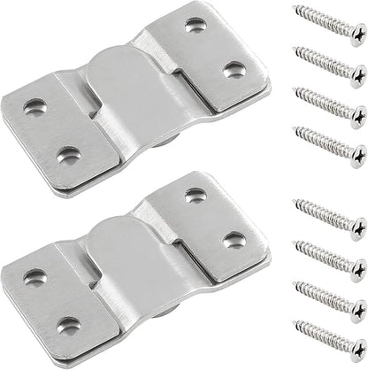 10 Sets Flush Mount Bracket with Screws, Heavy Duty Picture Hangers, Stainless Steel Z Clip Bracket Picture Wall Mount Hardware for Wall Hanging Large Pictures, Art Paintings, 2.13" x 1.18"