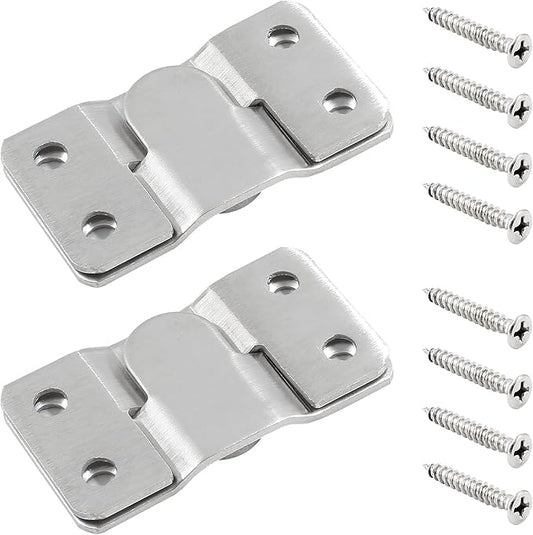 10 Sets Flush Mount Bracket with Screws, Heavy Duty Picture Hangers, Stainless Steel Z Clip Bracket Picture Wall Mount Hardware for Wall Hanging Large Pictures, Art Paintings, 2.13" x 1.18"