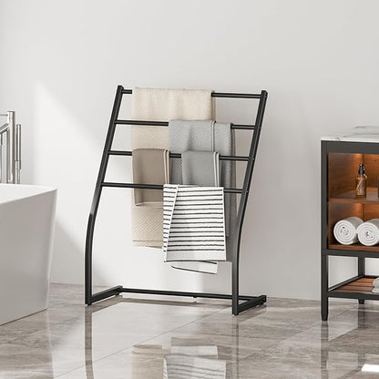 Honiter Towel Racks for Bathroom, Free Standing Towel Rack, 4 Tier Wide Towel Dryer Rack, Pool Towel Racks Outdoor, Blanket Ladder Holder, Metal Towel Bar Stand for Oversized Bath Towel