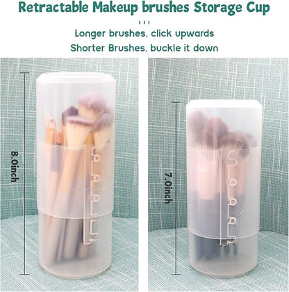 OCHEAL 2 Pack Transparent Plastic Makeup Brush Holders, Dual Use, Lightweight, Spacious