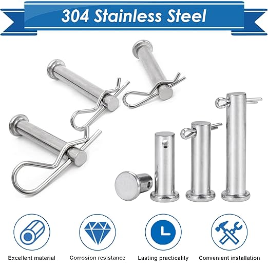 Cotter Pin Assortment Kit - 304 Stainless Steel 13 Sizes Cotter Pins & R Clips Cotter Pin Set for Hitch Pin Lock Systems