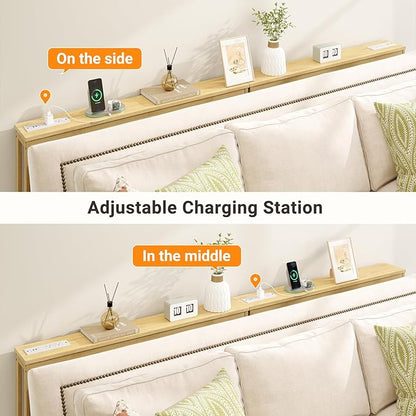 ELYKEN 2 Pack 5.9" Narrow Console Sofa Table with Power Outlets, 5.9" Dx39.4 Wx31.1 H Bamboo Behind Couch Table with Charge Station, Natrual