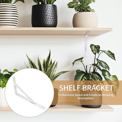 8 Pcs Heavy Duty Shelf Brackets, Floating Metal Shelf Brackets, Metal Wall Mount L Shaped Shelves Support Angle Brackets for Heavy Duty Floating Shelves Shelf Brackets (7.87x4.72 inch White)