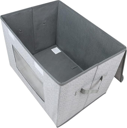 Univivi Larger Fabric Collapsible Storage Bins, Foldable Storage Boxes with Lids, Storage Cube Organizer Basket for Home, Closet, Bedroom(Gray, 17“ x 12” x 12")