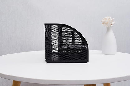 Annova Mesh Desk Organizer Office with 7 Compartments + Drawer/Desk Tidy Candy/Pen Holder/Multifunctional Organizer (Black)