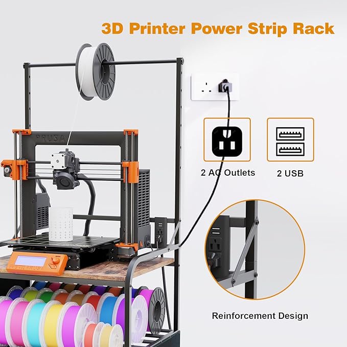 3D Printer Stand with Filaments Storage, 3D Printer Table with Storage, Heavy Duty Rolling 3D Printer Stand with 2-Tier Dustproof Shelves, Table for 3D Printer for Workshop Studio Office