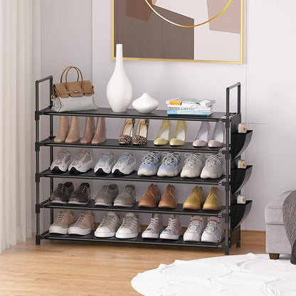OYREL 5 Tier Shoe Organizer Rack for Closet, Entryway, Garage, Door, Space Saving, Shoe Holder Stand/Tower, Large, 20-25 Capacity