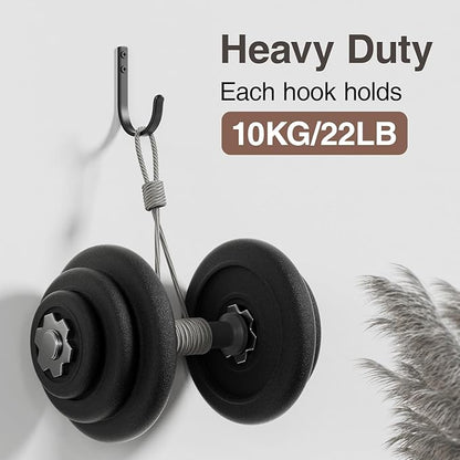 10-Pack Wall Hooks for Hanging Towel/Coat - 22LB Screw in Metal Hanger Wall Mount, for Outdoor, Closet, Door, Bathrooms, for Backpack, Robe, Black