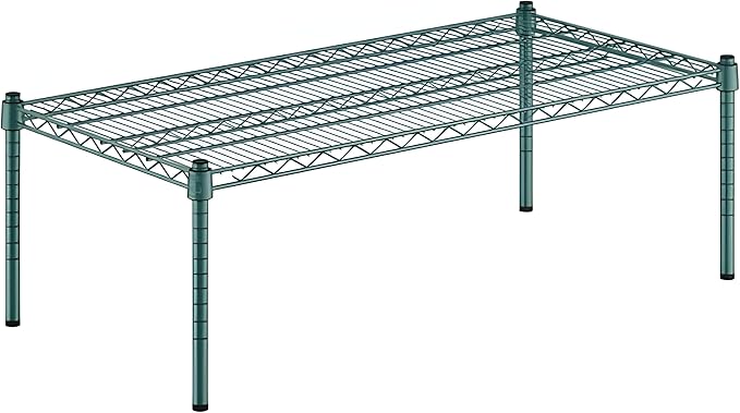 21" x 42" x 14" Green Epoxy Wire Storage Shelf, Dunnage Rack, Commercial 1 Tier Small Shelf