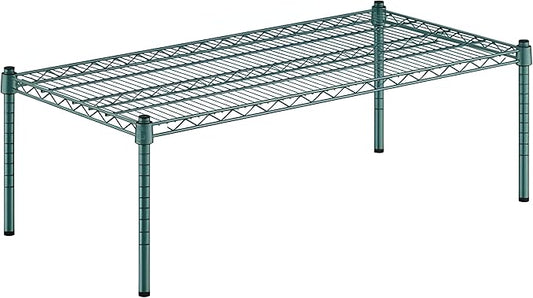 21" x 42" x 14" Green Epoxy Wire Storage Shelf, Dunnage Rack, Commercial 1 Tier Small Shelf