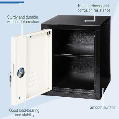 Suzile Lockable Storage Cabinet Metal Lockable Steel Storage Cabinet Organizer Lockers for Employees Vertical Metal Cabinets End Side Table Steel Bedside with Shelf(Black Beige)