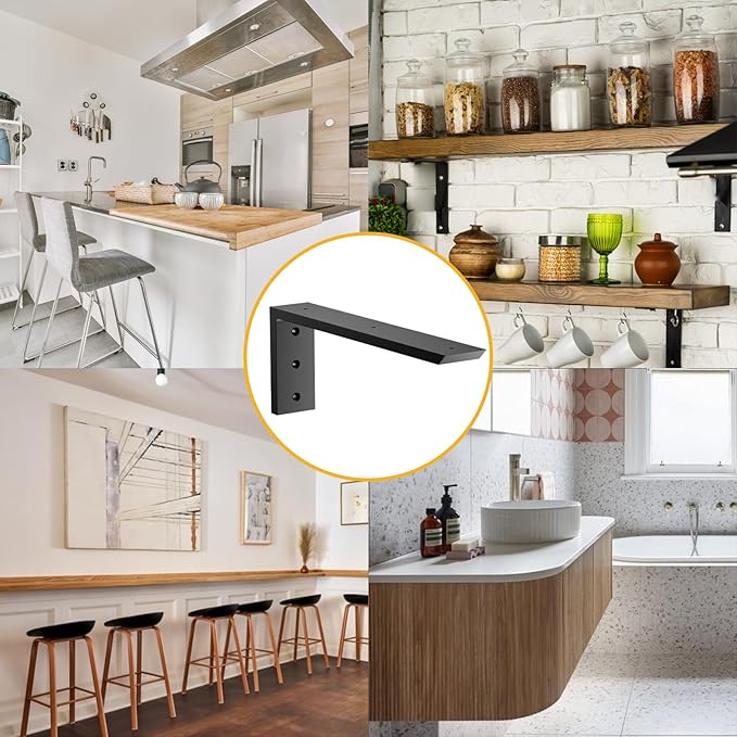 Countertop Support Bracket 16 inch 4 Pack (3/8" Thick),Premium Heavy Duty Granite Countertop Brackets 16"x6"x2.5",Shelf L Bracket Mantel Corbels for Quartz,Wood,Concrete and Laminate Countertops
